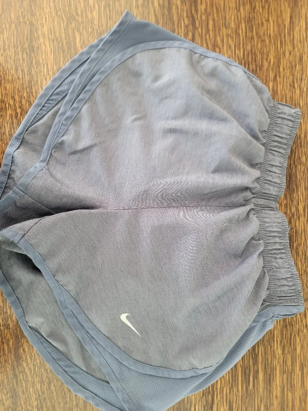 Nike womens gray and blue athletic shorts